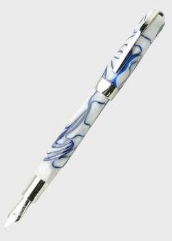 Пір'яна ручка Visconti Opera Club білого кольору з синіми розлученнями, фото